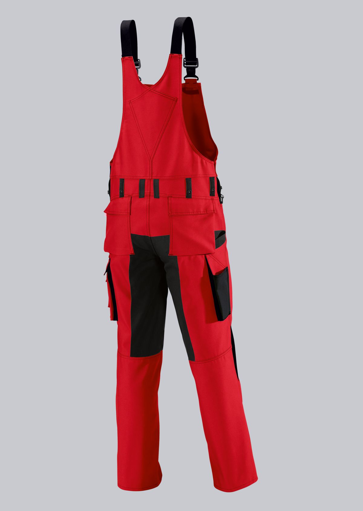 1791-555-81 BP® Strapazierfähige Latzhose mit Kniepolstertaschen rot/schwarz Thumbnail 1