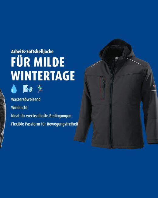 Imagepost einer BP® arbeits-Softshelljacke für die Arbeit.