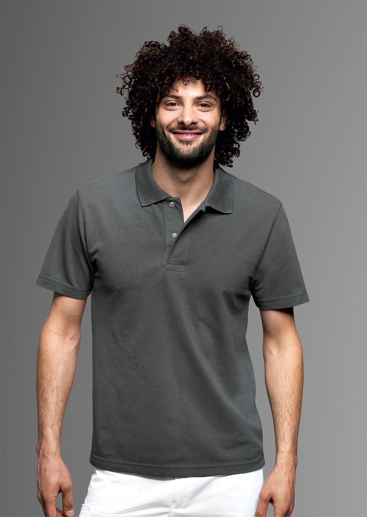 1625-181-53 BP® Polo unisexe gris foncé Thumbnail 1