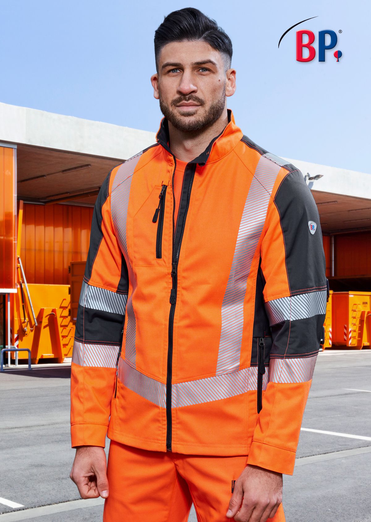 BP® Warnschutz-Stretch-Jacke warnorange/anthrazit Thumbnail 4