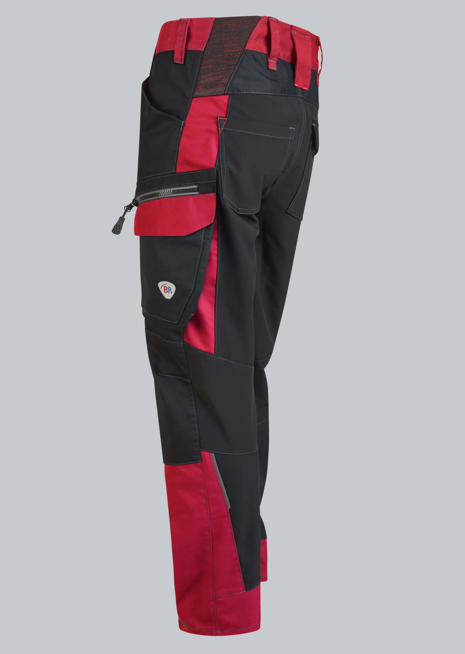BP® Leichte Circular-Hybrid-Arbeitshose schwarz/rot Thumbnail 2