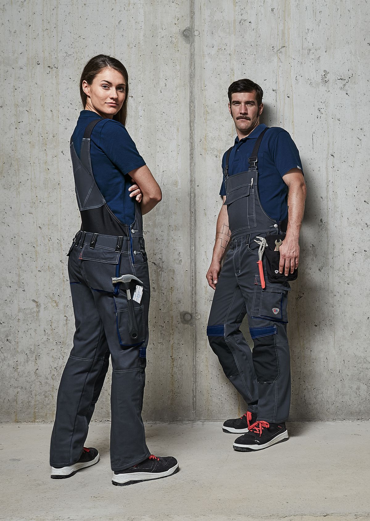 BP® Komfort-Latzhose mit Kniepolstertaschen anthrazit/nachtblau Thumbnail 2