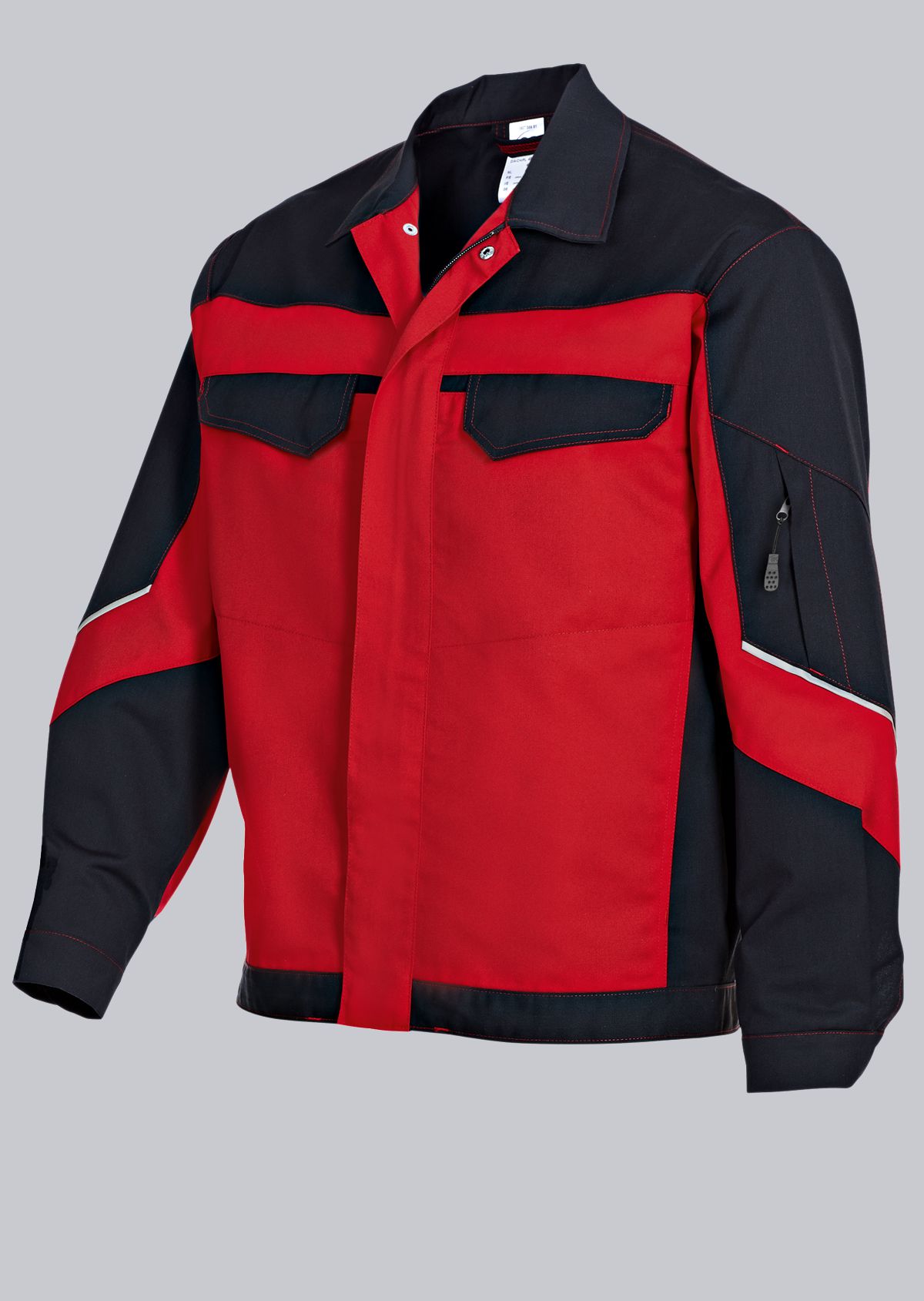 1607-559-81 BP® Werkjack met blinde knopen rood/zwart Hoofdafbeelding