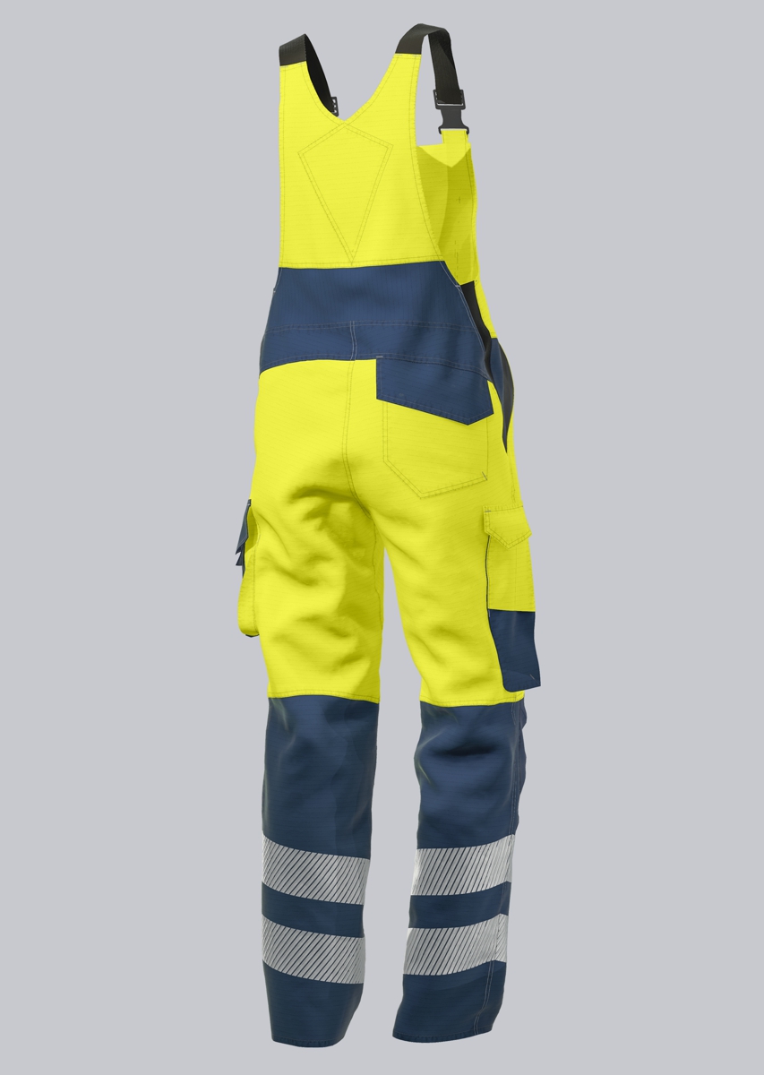 BP® Leichte Warnschutz-Multinorm-Latzhose APC1 warngelb/nachtblau Thumbnail 1