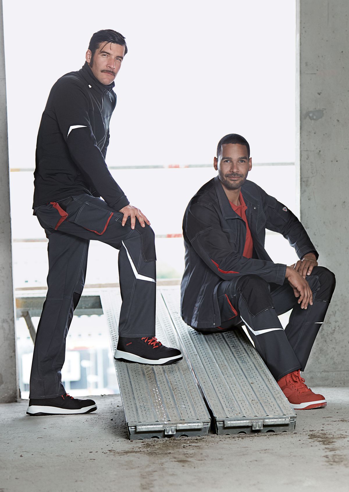 BP® Komfort-Arbeitshose mit Reflex und Kniepolstertaschen anthrazit/rot Thumbnail 2