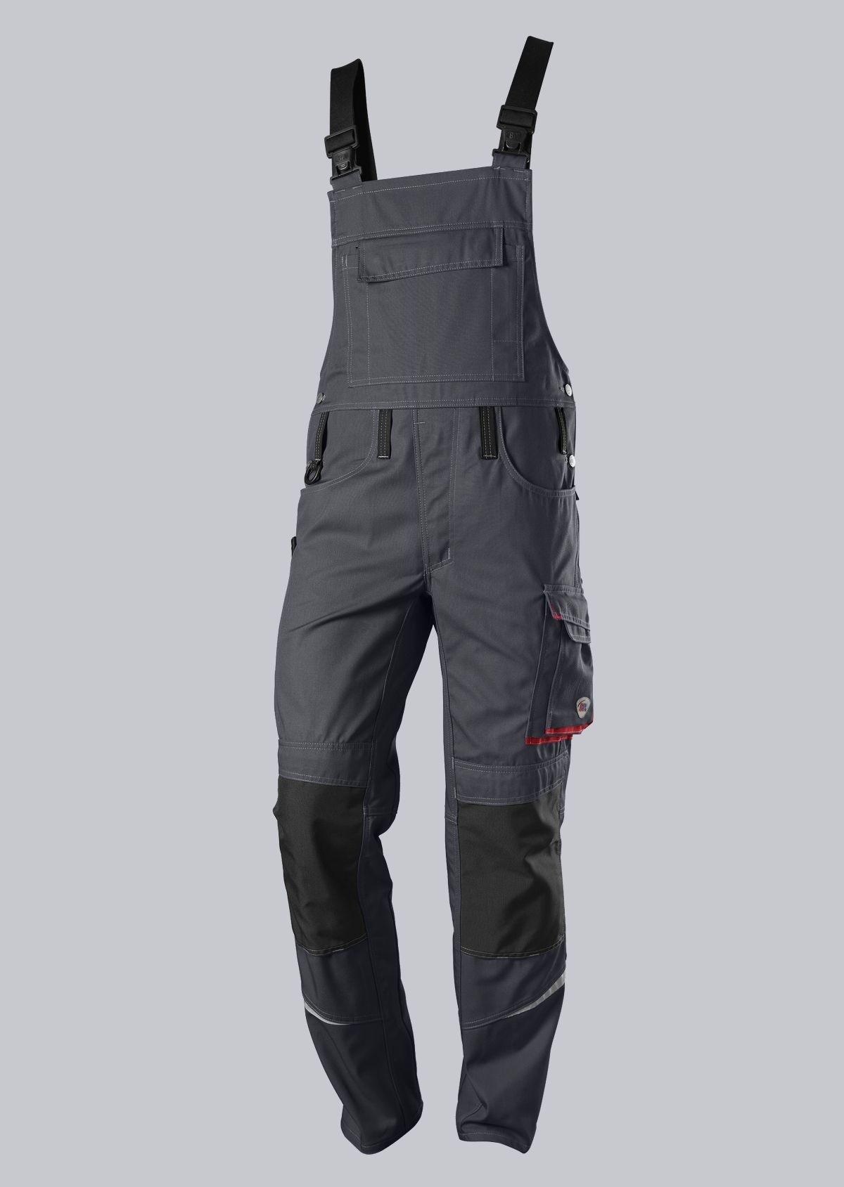 BP® Komfort-Latzhose mit Reflexelementen und Kniepolstertaschen anthrazit/rot Cover Bild