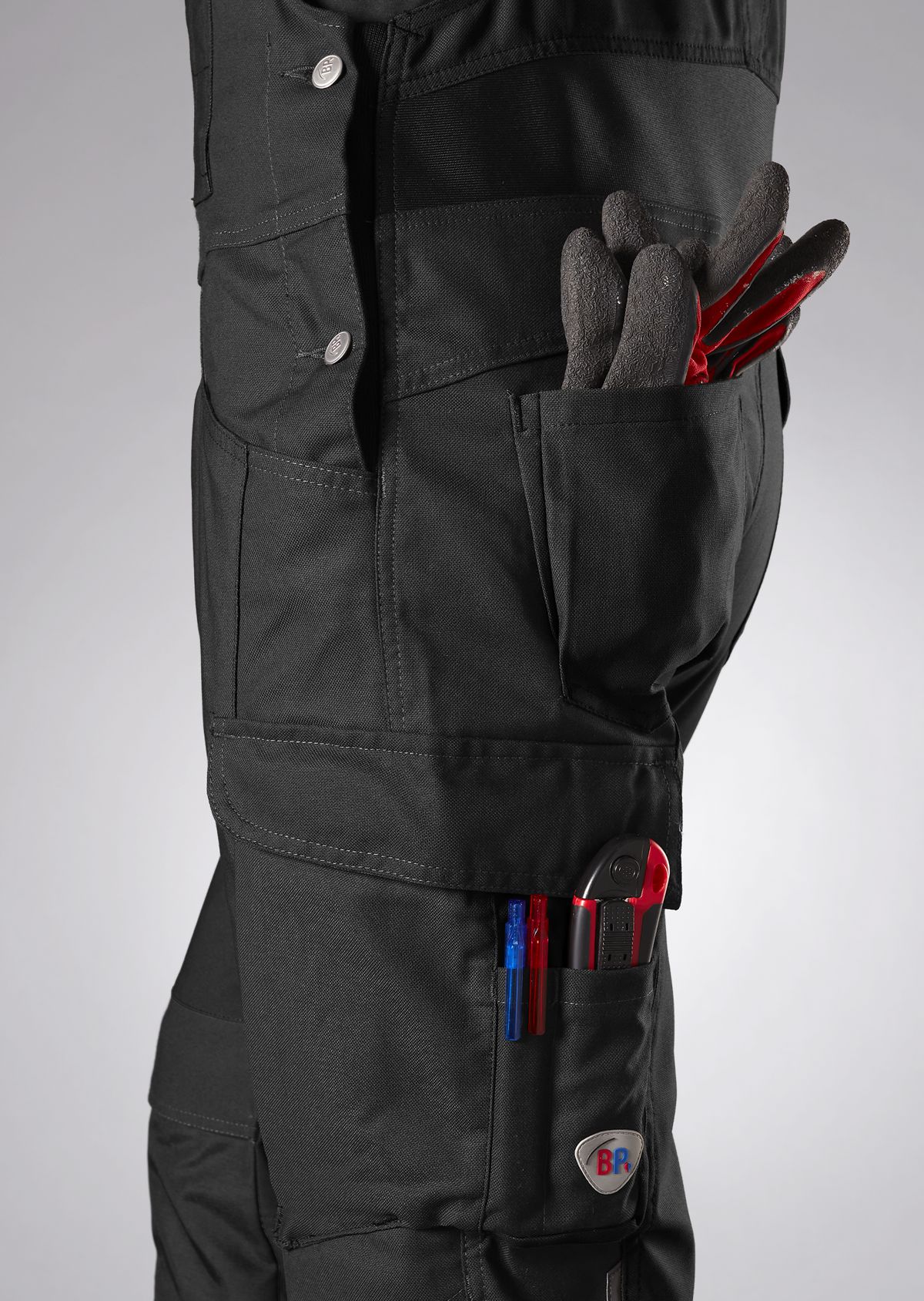 BP® Robuste Latzhose mit Kniepolstertaschen schwarz Thumbnail 2
