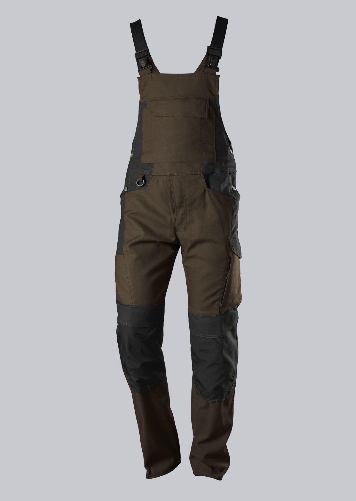 BP® Robuste Latzhose mit Kniepolstertaschen braun/schwarz Cover Bild