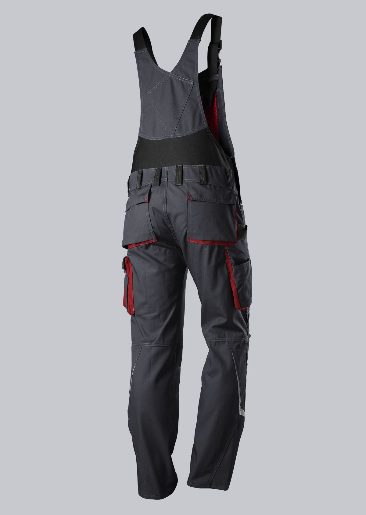 1804-720-5681 BP® Cotte à bretelles confort avec réflecteurs et genouillères anthracite/rouge Thumbnail 1