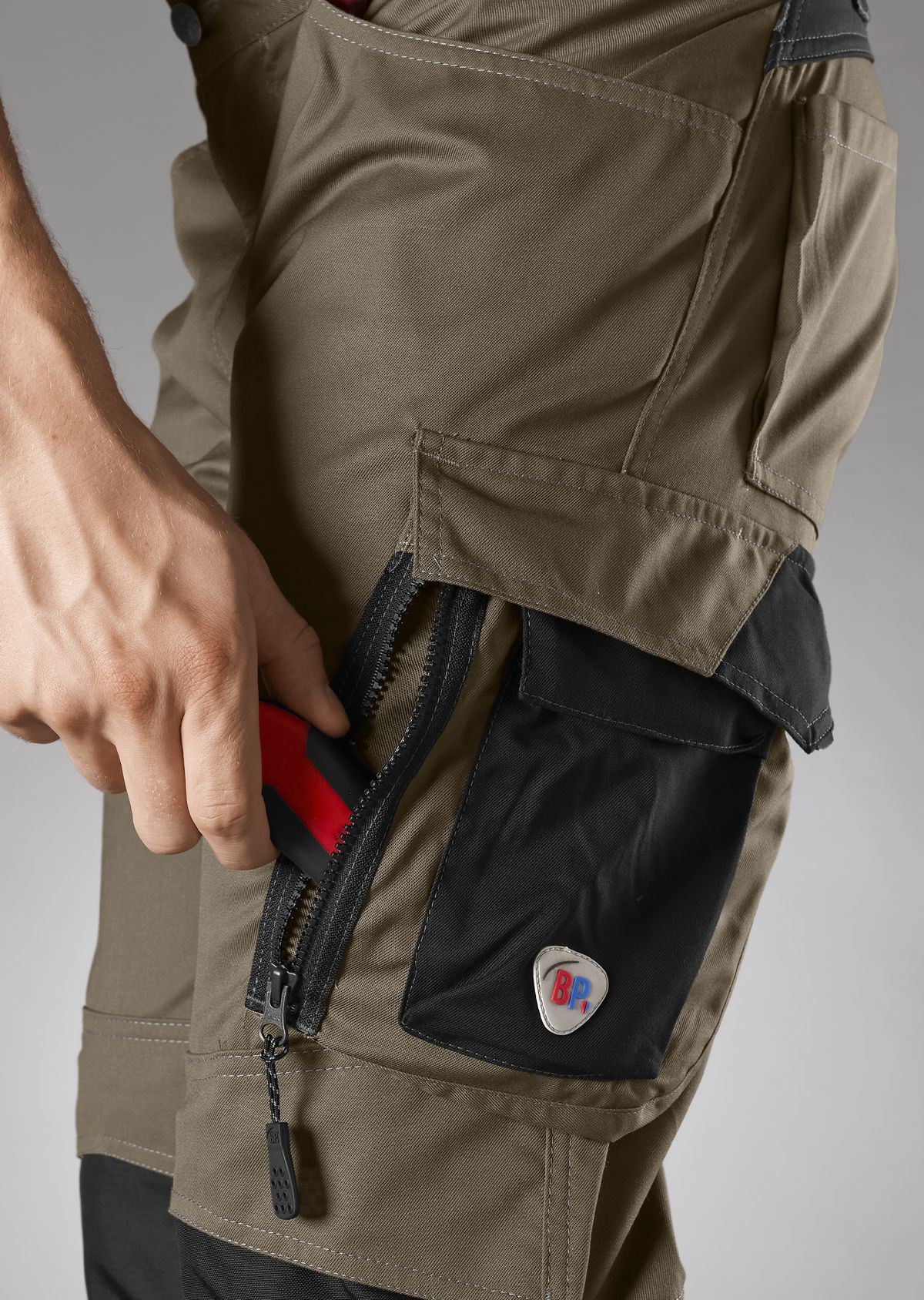 BP® Pantalon de travail léger avec genouillères noix/noir Thumbnail 2