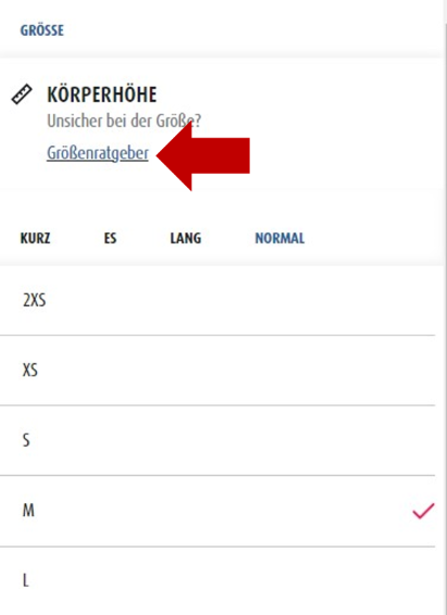 Size guide Explanation
