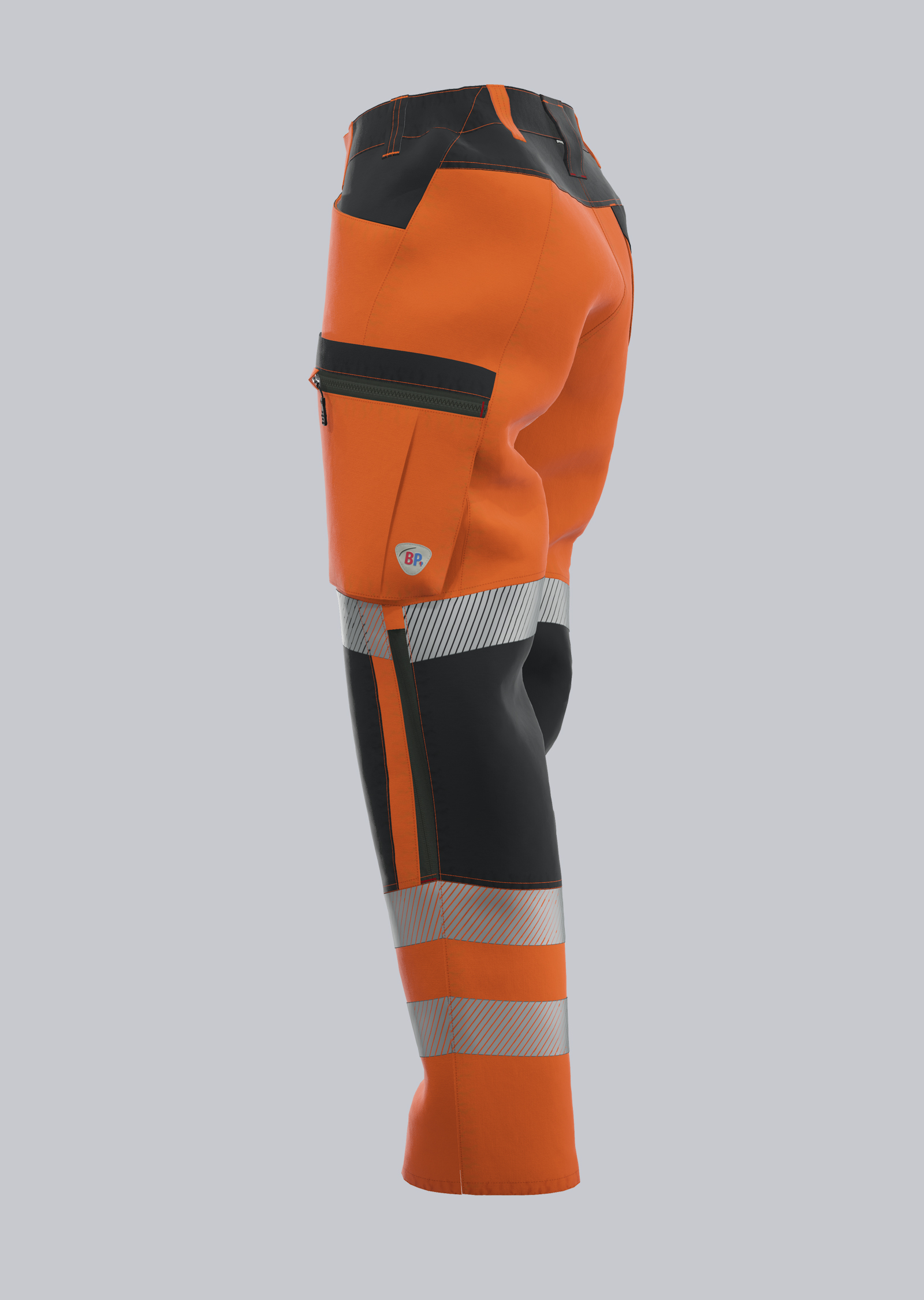 2046-844-6556_BP® Warnschutz-Stretch-Hose mit Knietaschen für Damen_warnorange/anthrazit_Bild 3