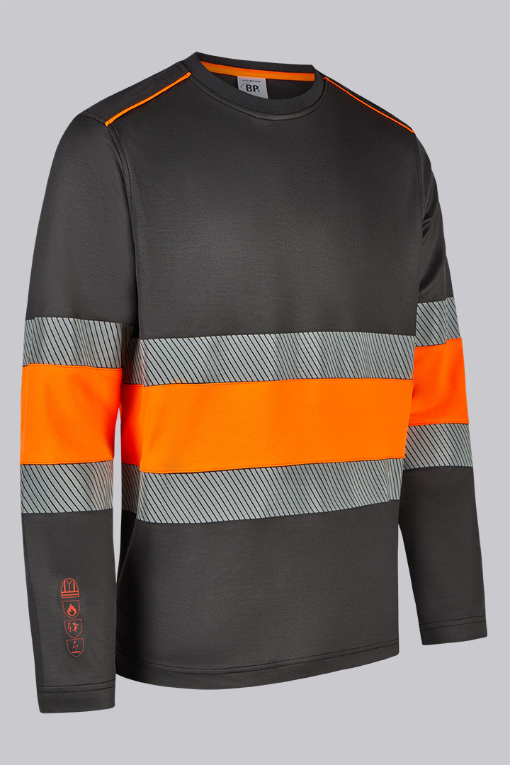 2227-863-5665 BP® Multinorm-T-shirt met lange mouwen, APC1, Hi-Vis cl. 1 antraciet/signaaloranje Thumbnail 3