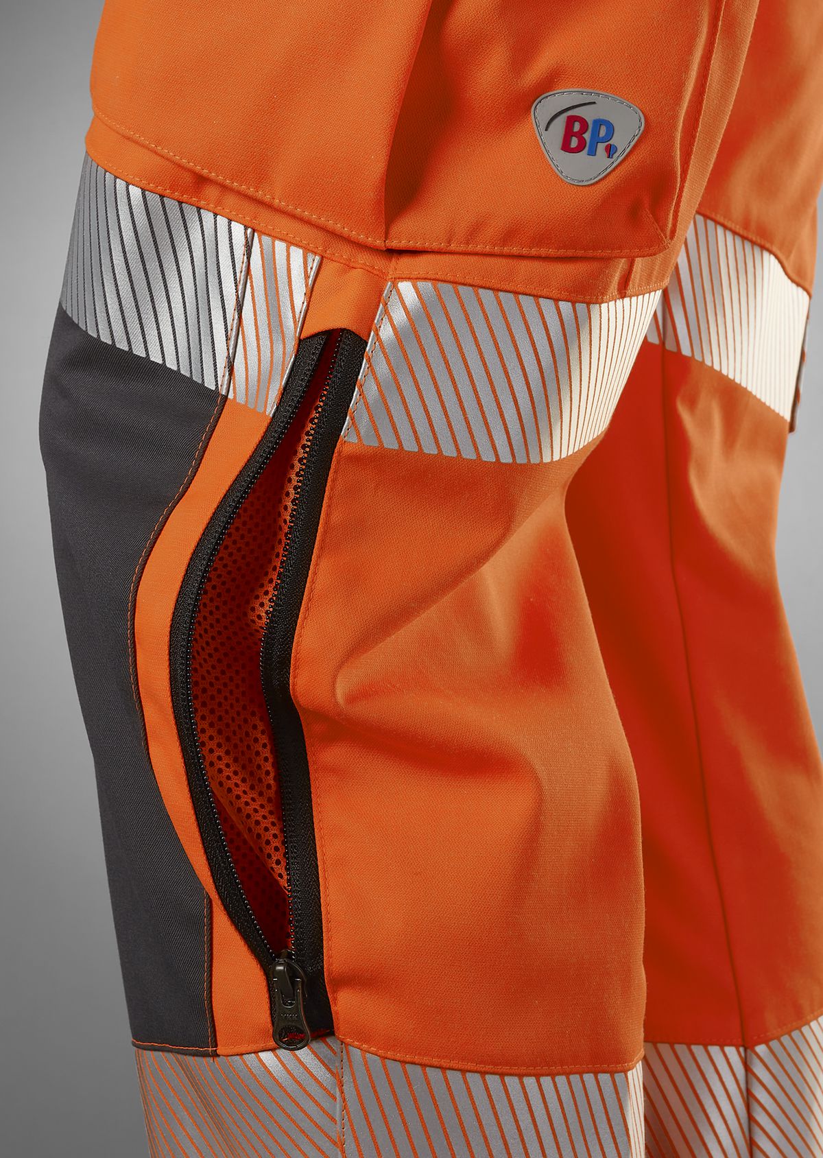 2043-847-6556 BP® Lightweight high-visibility stretch trousers, knee pockets warning orange/anthracite Thumbnail 4