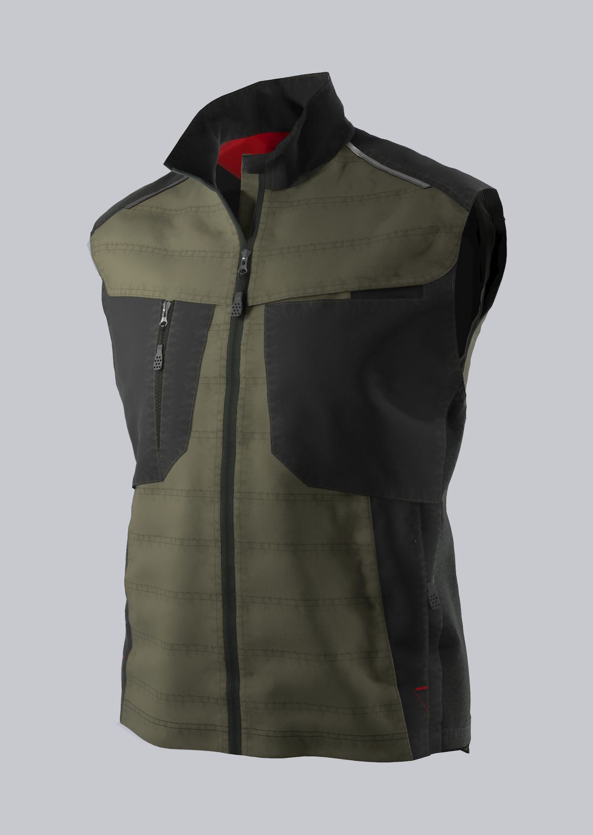 1819-565-7332 BP® Robuust gewatteerd gilet olijf/zwart Hoofdafbeelding