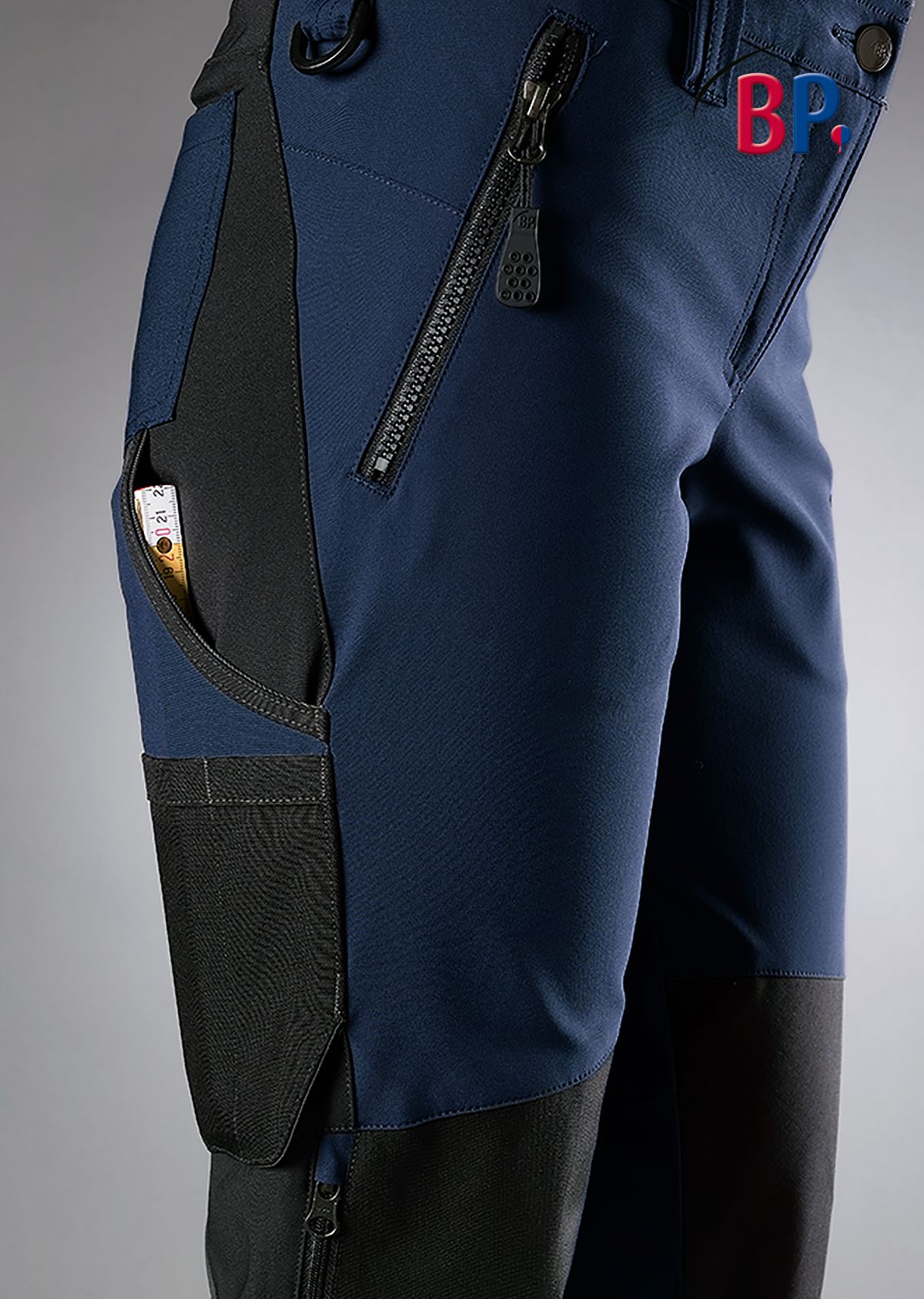 BP® Superstretch-Arbeitshose mit Kniepolstertaschen für Damen nachtblau/schwarz Thumbnail 3