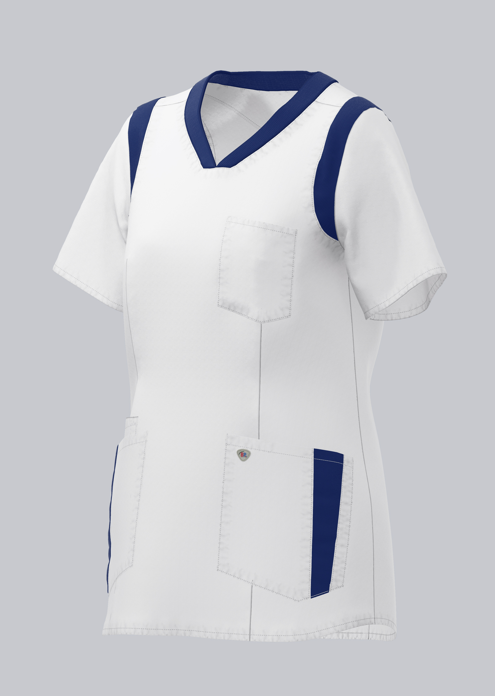 1708-684-2110 BP® Lichte tuniek voor dames wit/nachtblauw Hoofdafbeelding