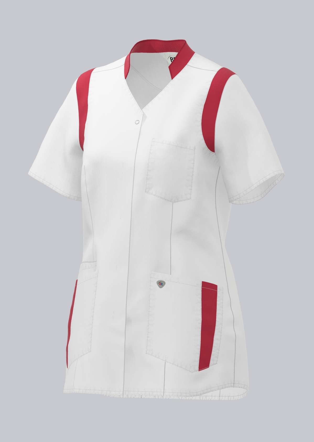 1710-684-2188_BP® STRETCH-Kasack für Damen_weiß/koralle_Cover Bild