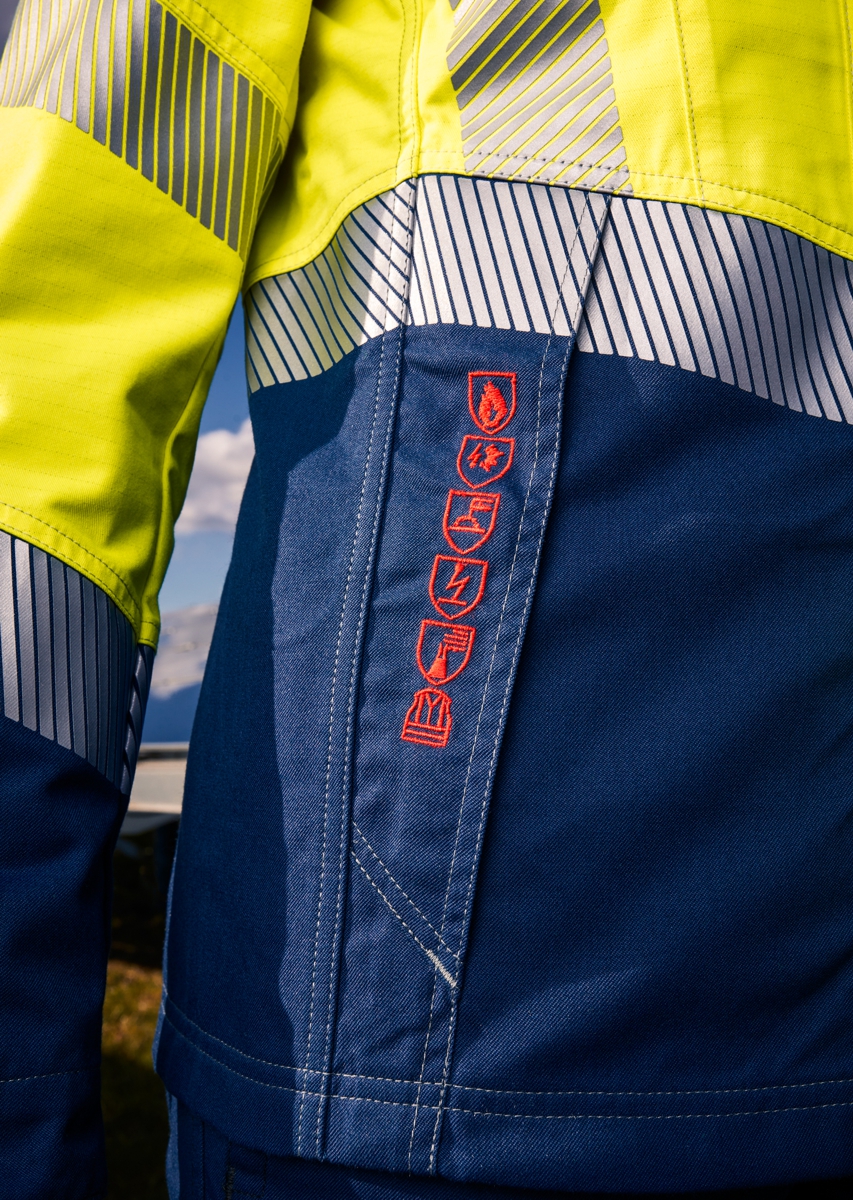 BP® Leichte Warnschutz-Multinorm-Jacke APC1 für Damen warngelb/nachtblau Thumbnail 3