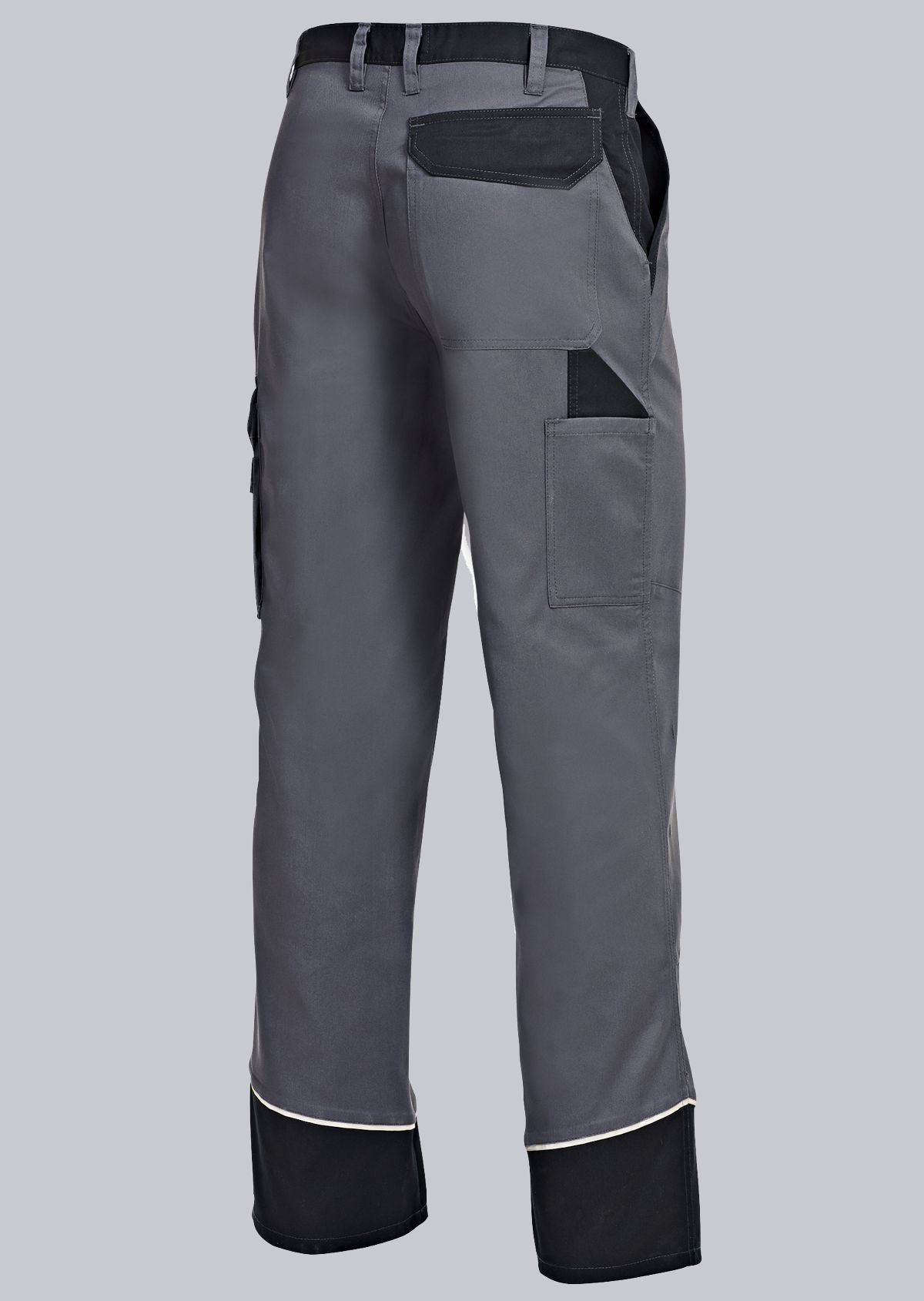 BP® Pantalon de travail avec boutons dissimulés et genouillères gris foncé/noir Thumbnail 1