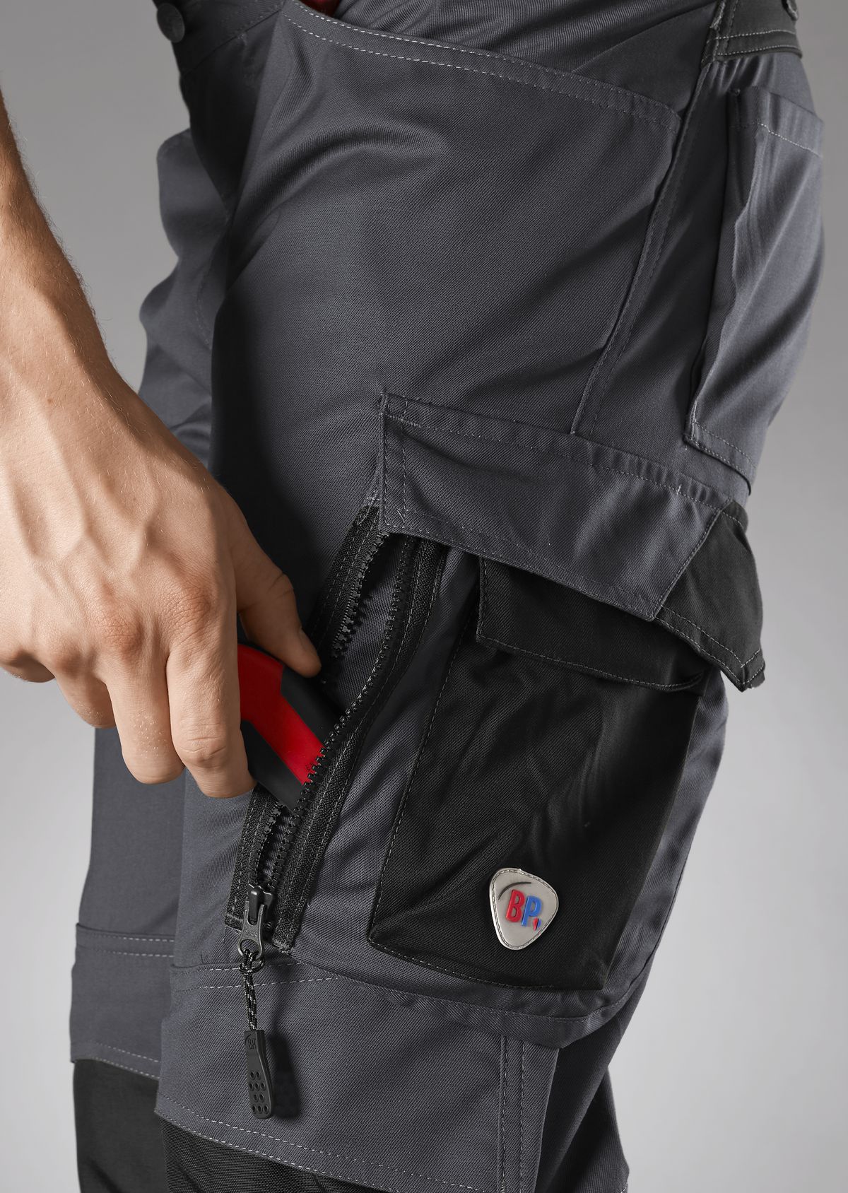 1998-570-5632 BP® Leichte Arbeitshose mit Kniepolstertaschen anthrazit/schwarz Thumbnail 2