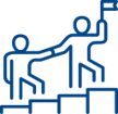 Icon: Two employees climbing steps together.