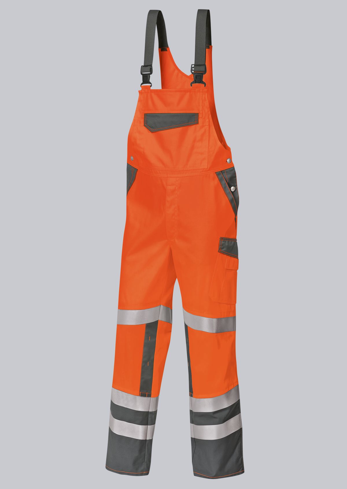 2011-845-8553_BP® Warnschutz-Latzhose mit Knietaschen_warnorange/dunkelgrau_Cover Bild
