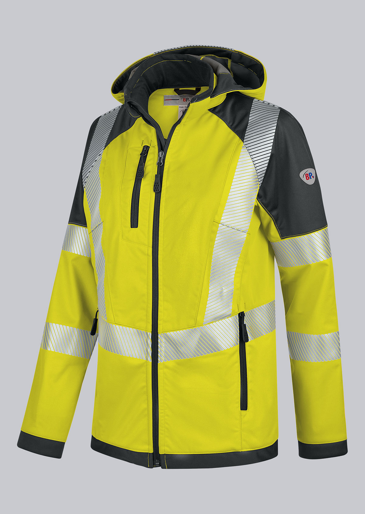 2035-941-6656 BP® Stretch- softshell jack met hoge zichtbaarheid voor dames signaalgeel/antraciet Hoofdafbeelding