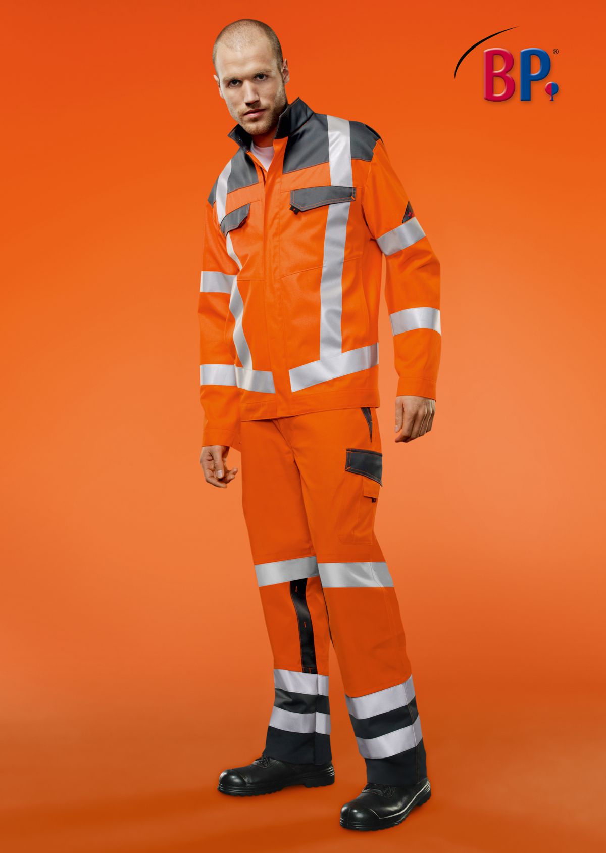 BP® Veste à haute visibilité orange haute visibilité/gris foncé Thumbnail 2