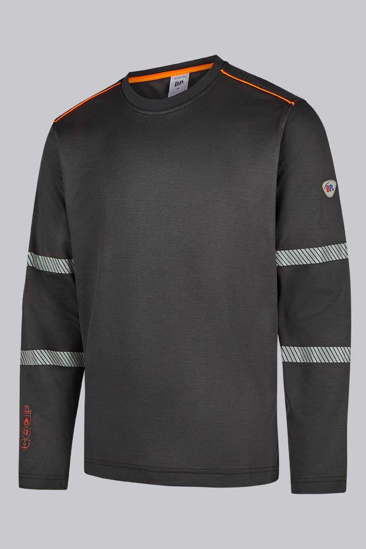 BP® Multinorm-Langarmshirt APC1, erhöhte Sichtbarkeit anthrazit/warnorange Thumbnail 2