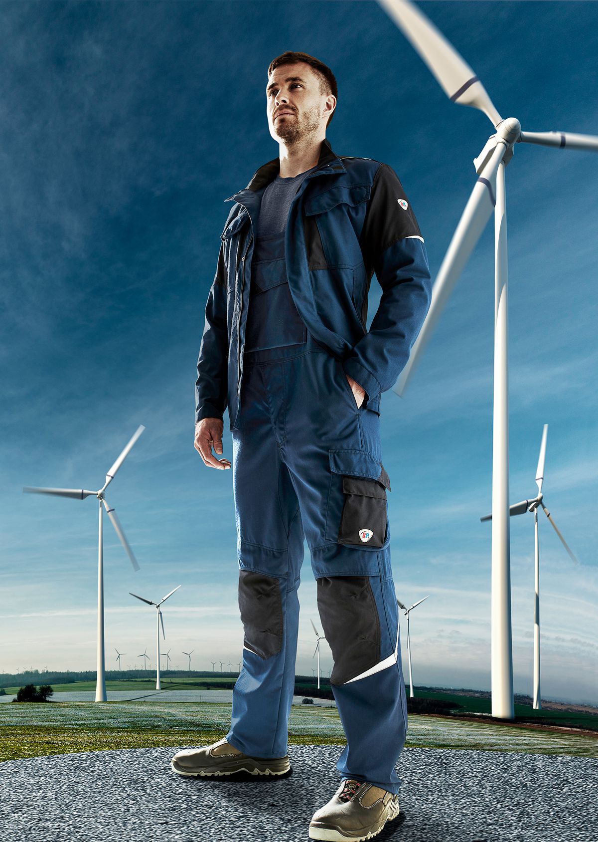 2407-581-1432 BP® Cotte à bretelles légère multinormes APC1 bleu nuit/noir Thumbnail 2