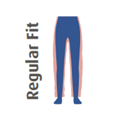 Symbool voor normale pasvorm: Normale broek op een silhouet.