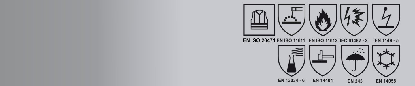 Banner mit Multinorm& Warnschutz Emblemen.
