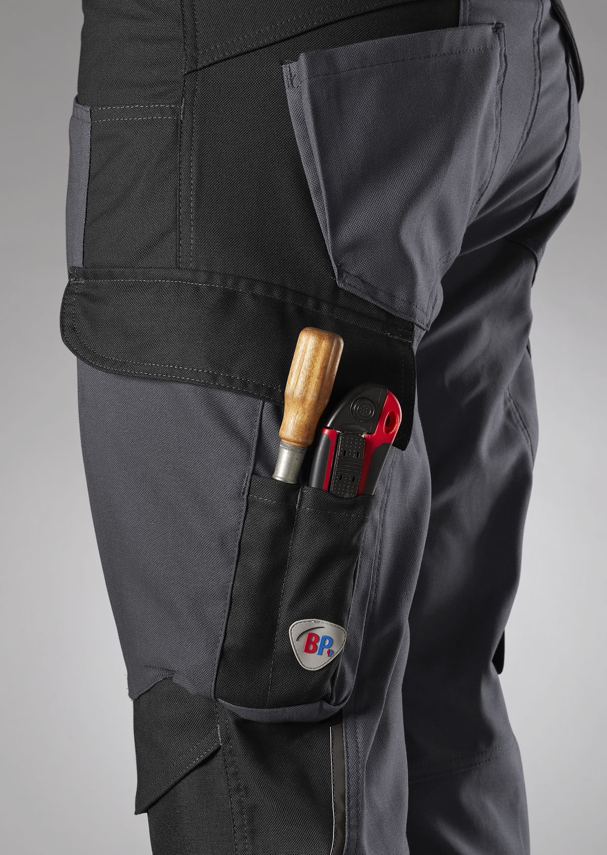 1820-565-5632 BP® Robuuste werkbroek met kniezakken antraciet/zwart Thumbnail 3