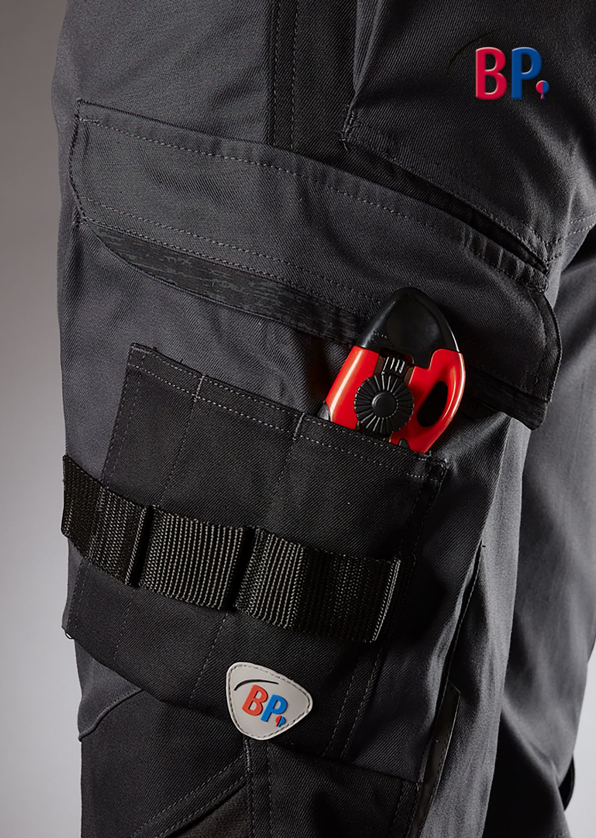 1825-032-5632 BP® Stretch-werkbroek met kniezakken antraciet/zwart Thumbnail 6