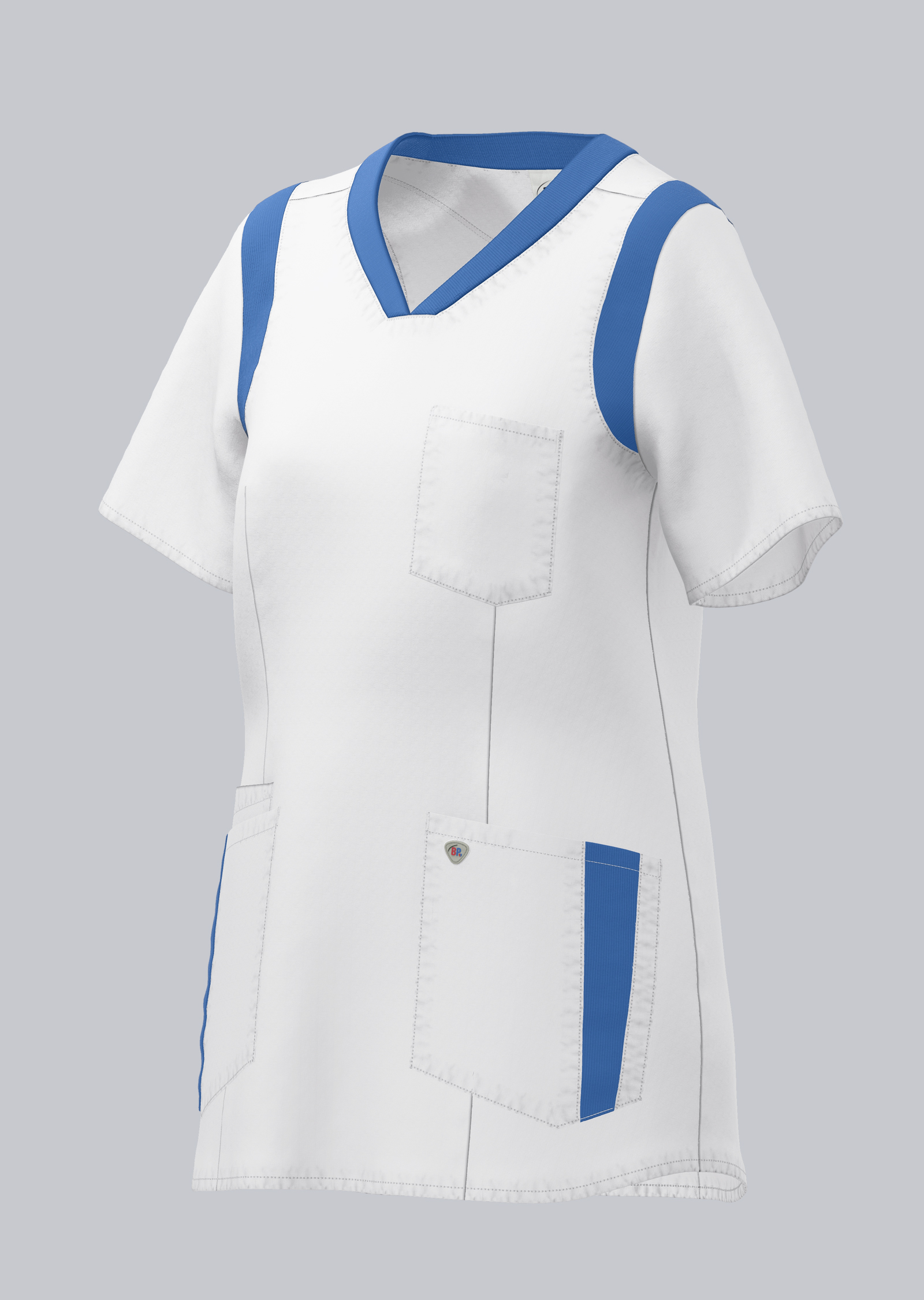 1708-684-2106 BP® Lichte tuniek voor dames wit/azuurblauw Hoofdafbeelding