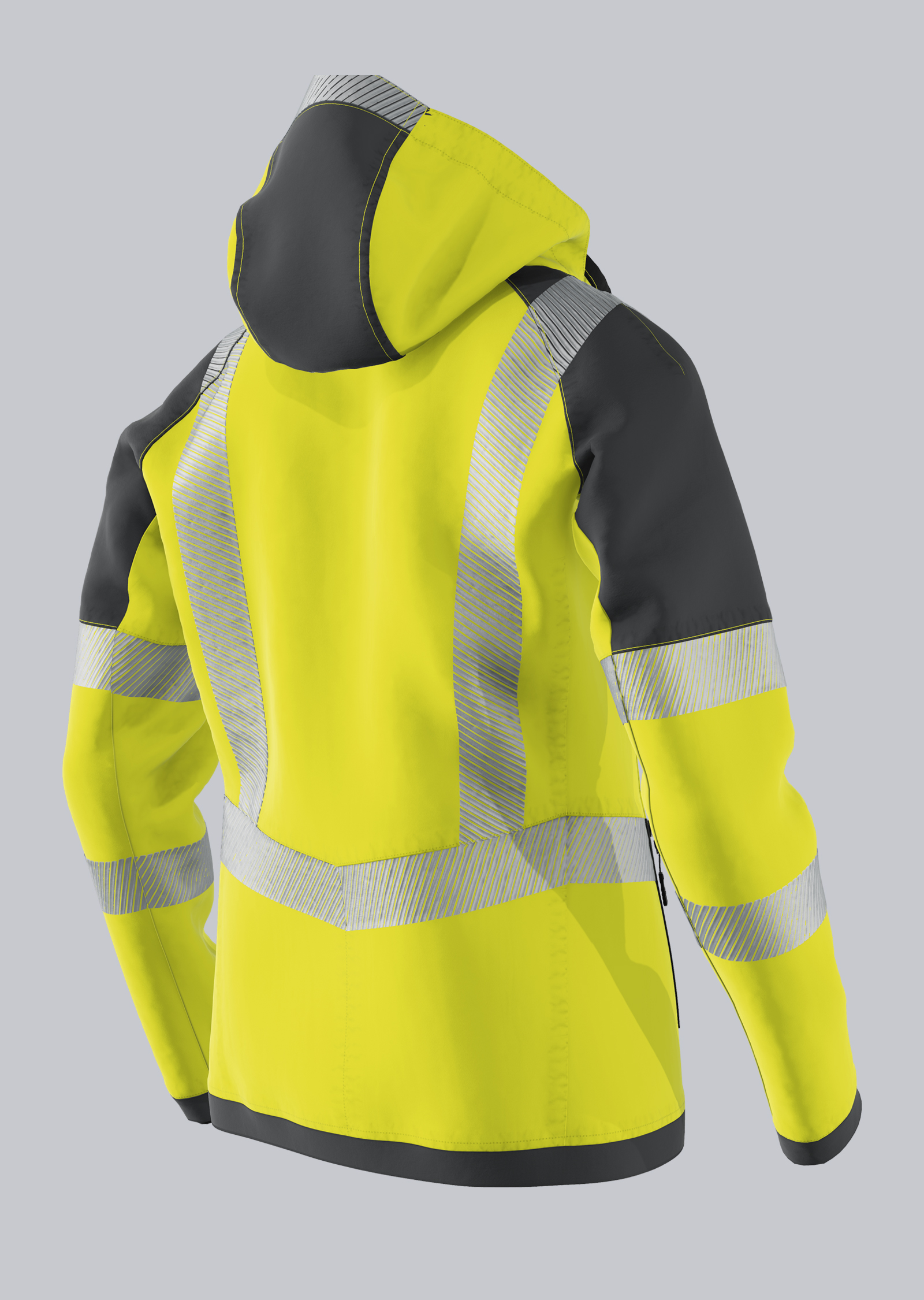 2034-941-6656 BP® Veste stretch soft-shell à haute visibilité jaune haute visibilité/anthracite Thumbnail 1