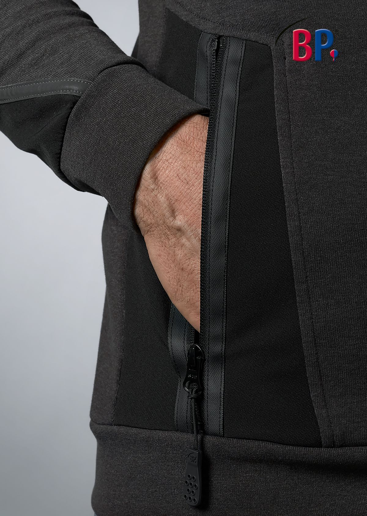 1828-293-0032 BP® Pull col demi-zippé noir Thumbnail 2