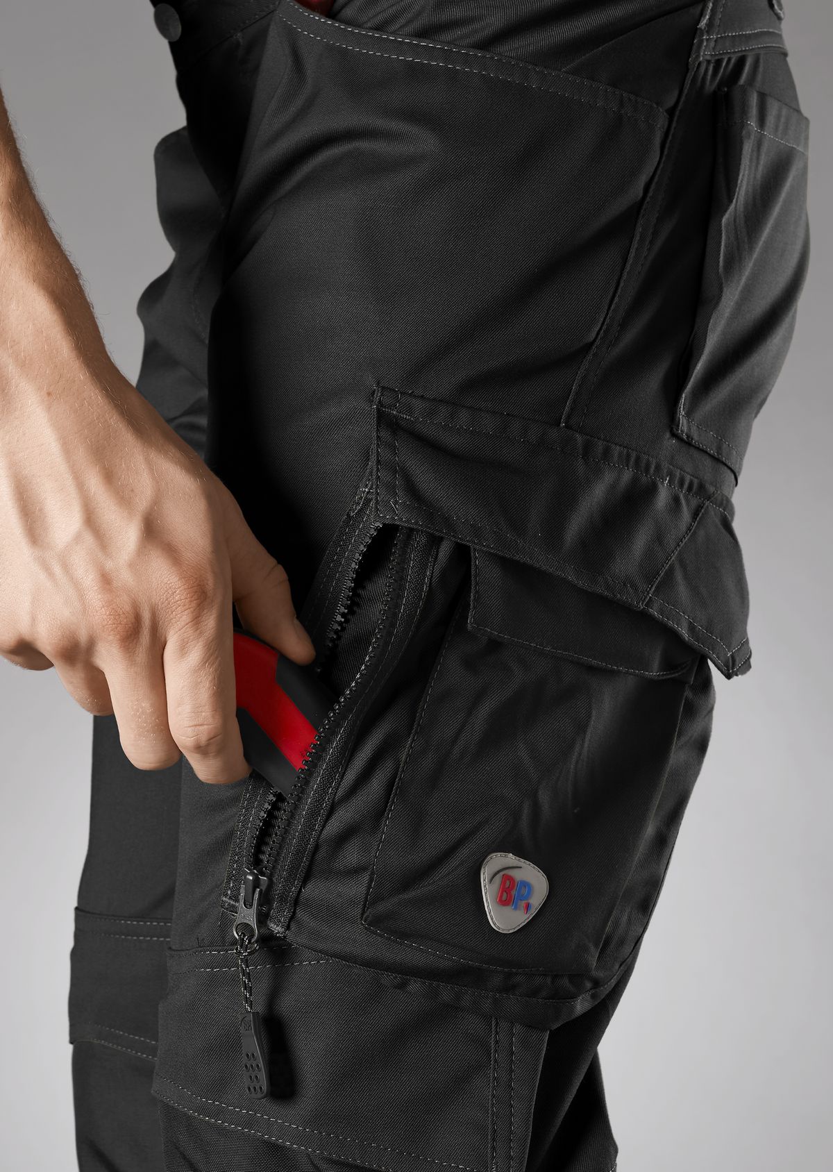 BP® Leichte Arbeitshose mit Kniepolstertaschen schwarz Thumbnail 2