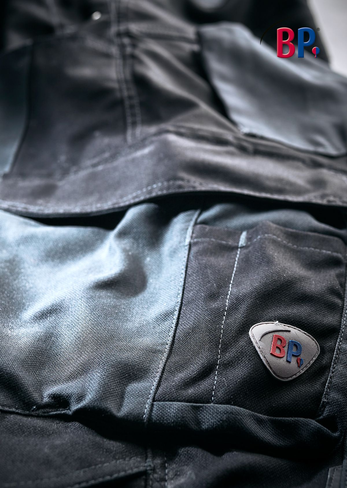 BP® Robuste Latzhose mit Kniepolstertaschen anthrazit/schwarz Thumbnail 5
