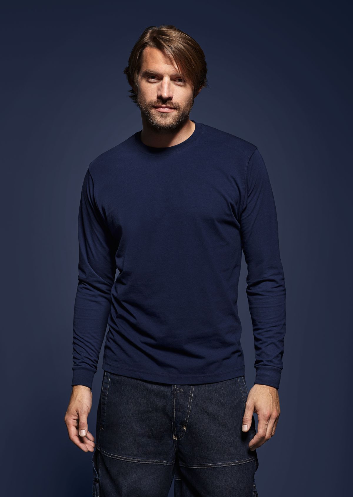 1620-171-110 BP® T-shirt manches longues unisexe bleu nuit Thumbnail 1