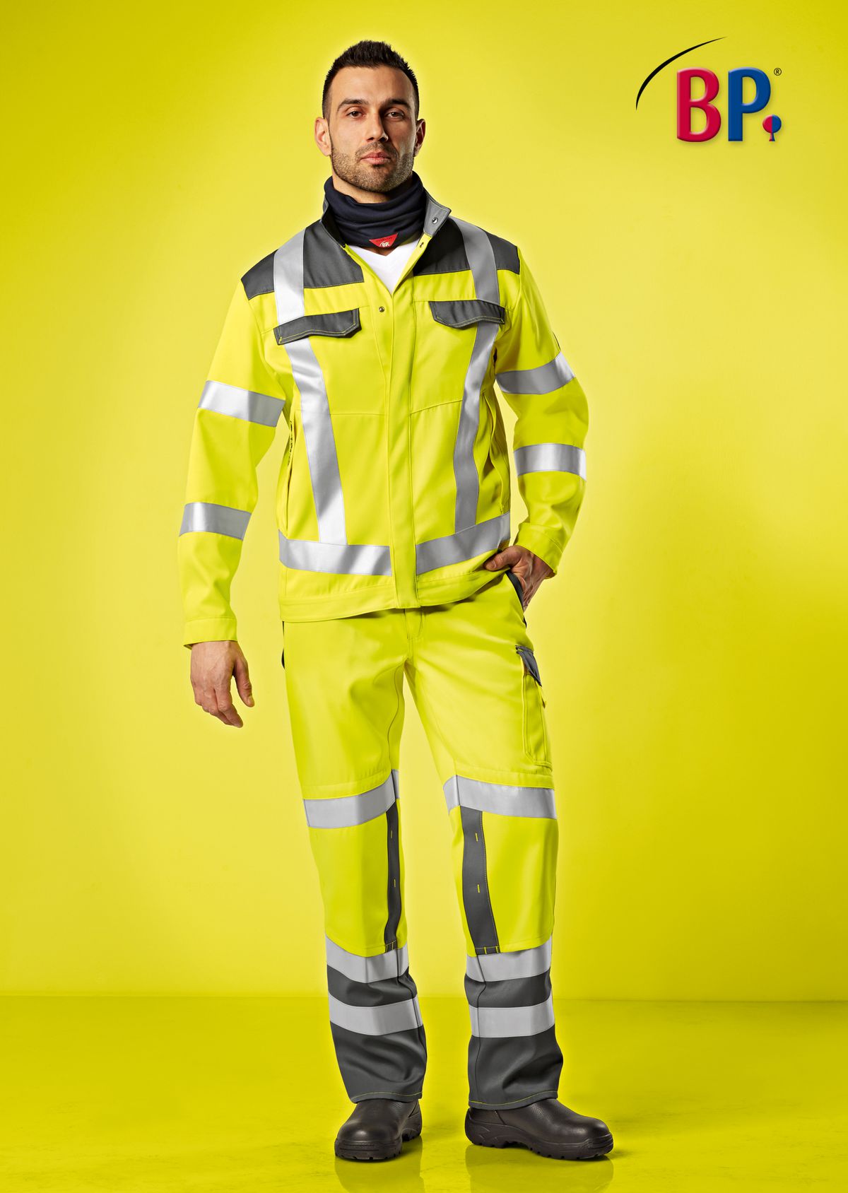 2212-840-8653 BP® Multi-standard high visibility APC1 jacket warning yellow/dark grey Thumbnail 3