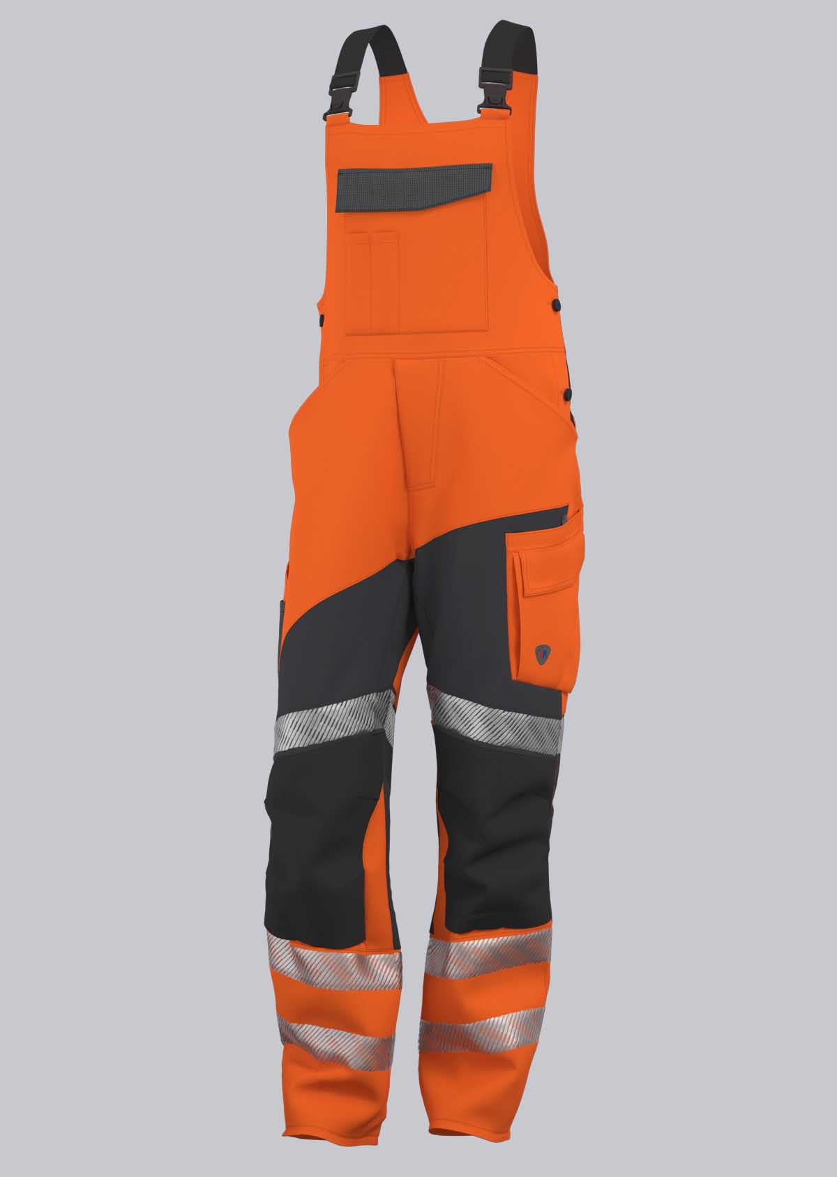 2056-009-6556 BP® High-visibility stretch work bib & braces with knee pocket warning orange/anthracite Cover image