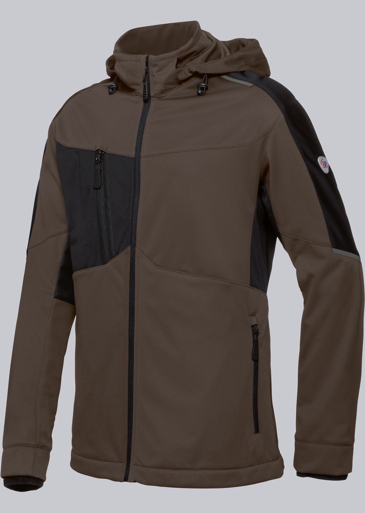 1830-992-4832 BP® Licht stretch-softshell jack bruin/zwart Hoofdafbeelding