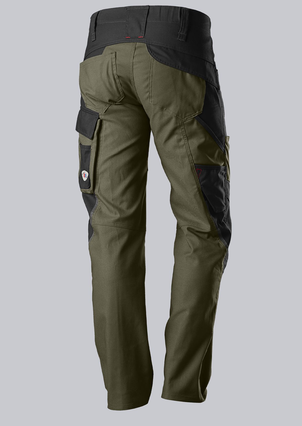 1820-565-7332_BP® Robust work trousers with knee pad pockets_olive/black_Image 2