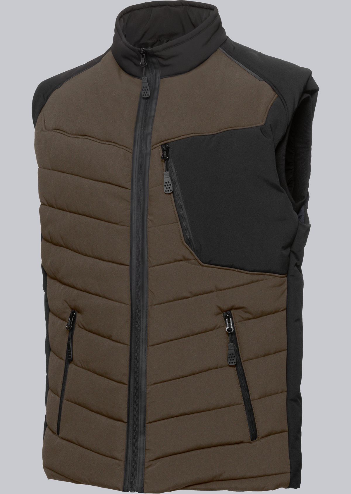 1832-801-4832 BP® Gewatteerd outdoor-gilet bruin/zwart Hoofdafbeelding