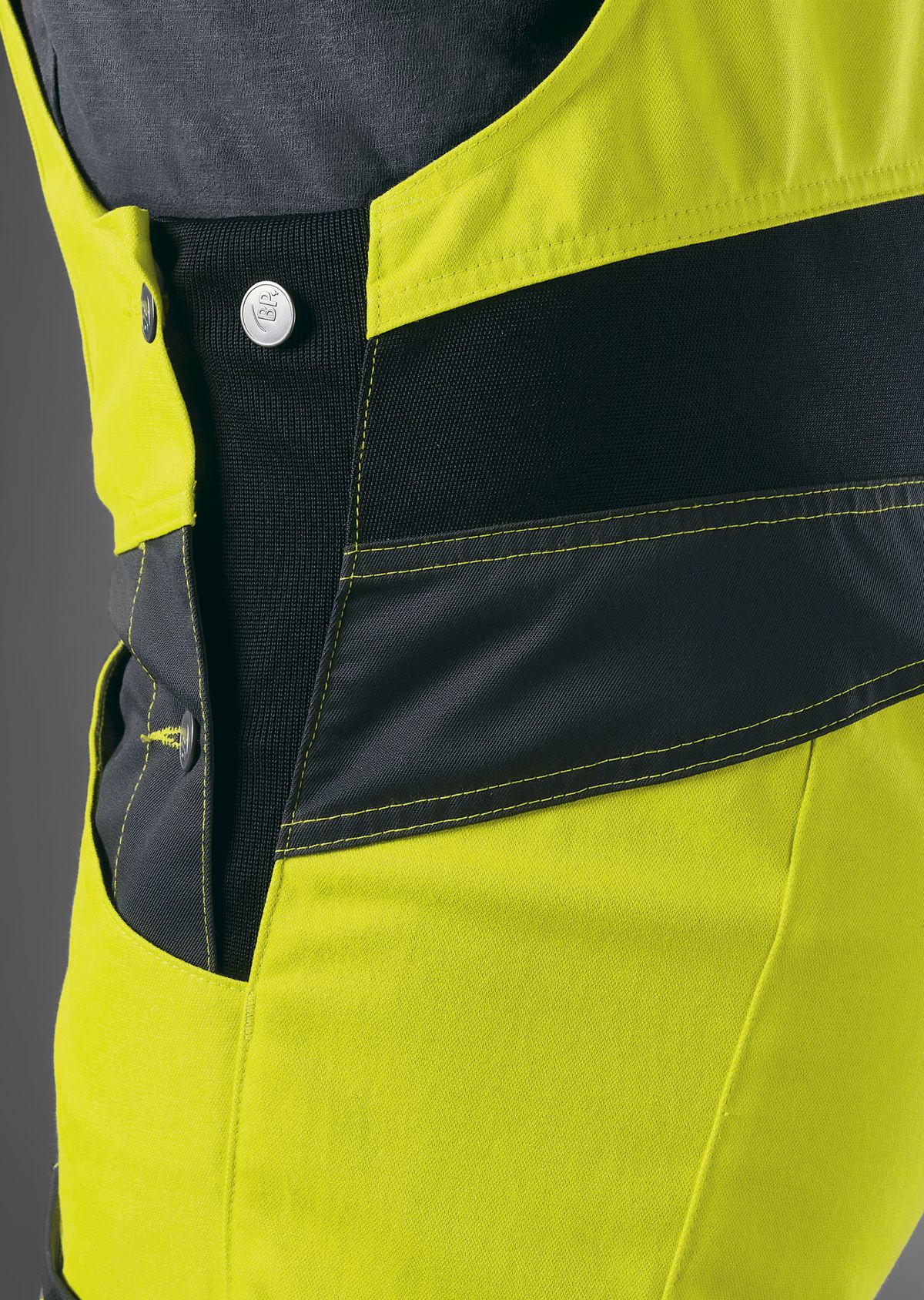 BP® Cotte à bretelles stretch à haute visibilité, genouillères jaune haute visibilité/anthracite Thumbnail 2