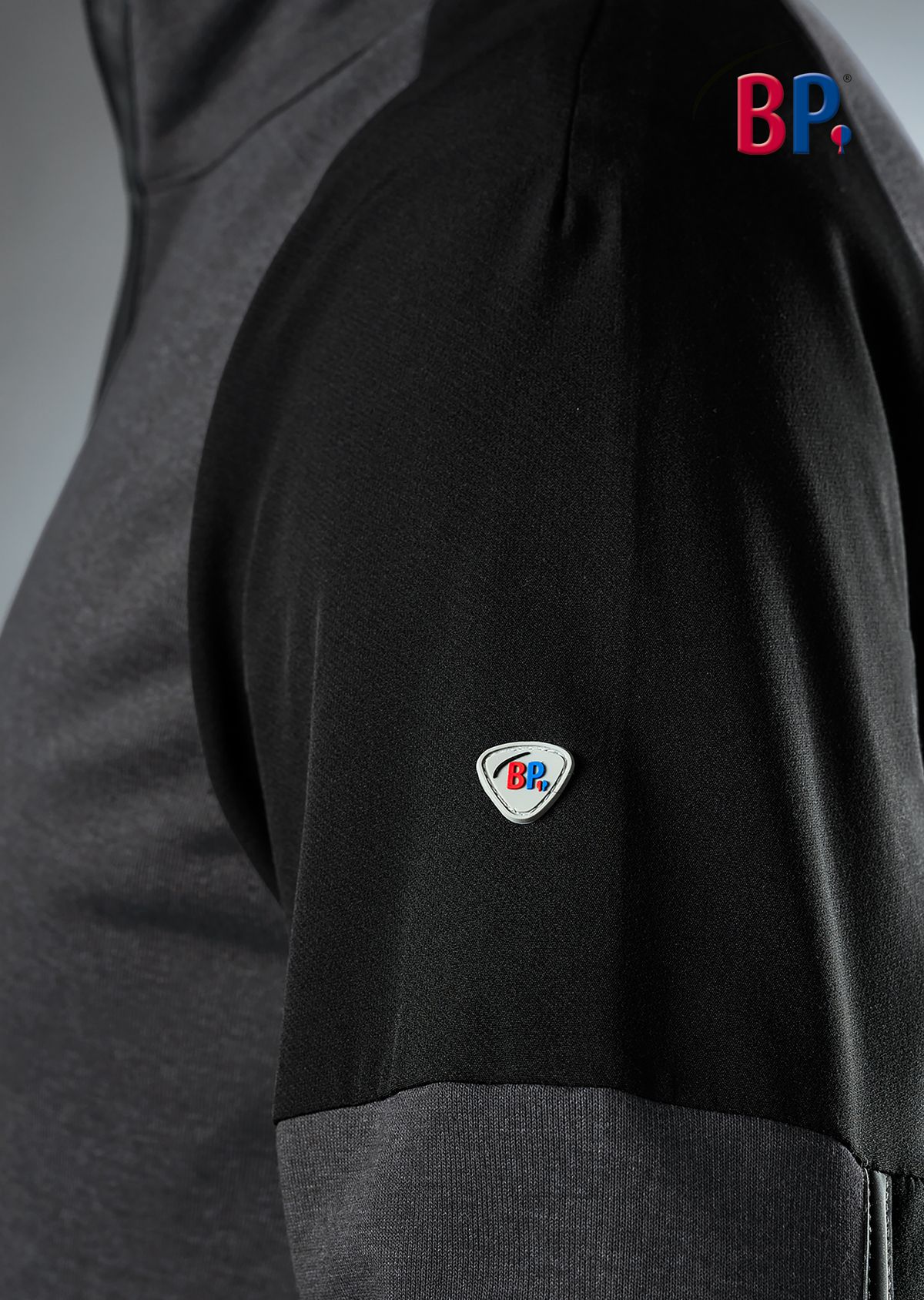 1828-293-5632 BP® Pull col demi-zippé anthracite/noir Thumbnail 3