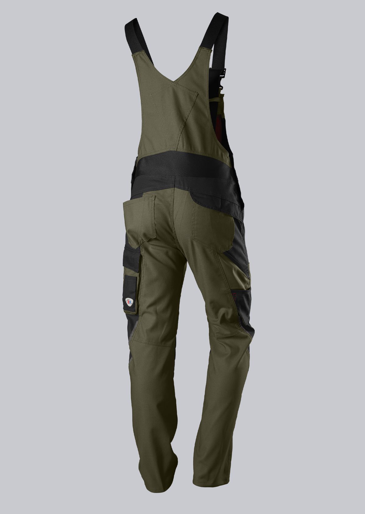 1821-565-7332 BP® Cotte à bretelles robuste avec genouillères olive/noir Thumbnail 1