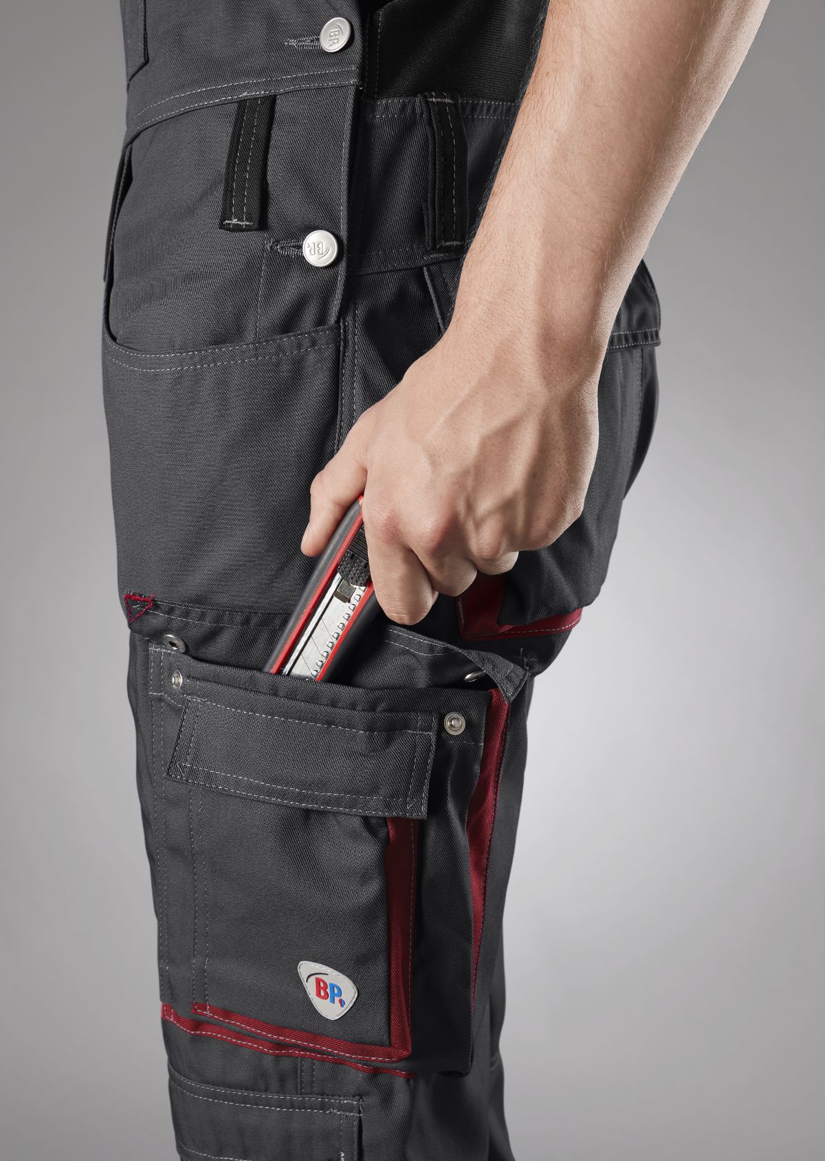 1804-720-5681_BP® Comfort bib & brace with reflector elements, knee pad pockets_anthracite/red_Image 3